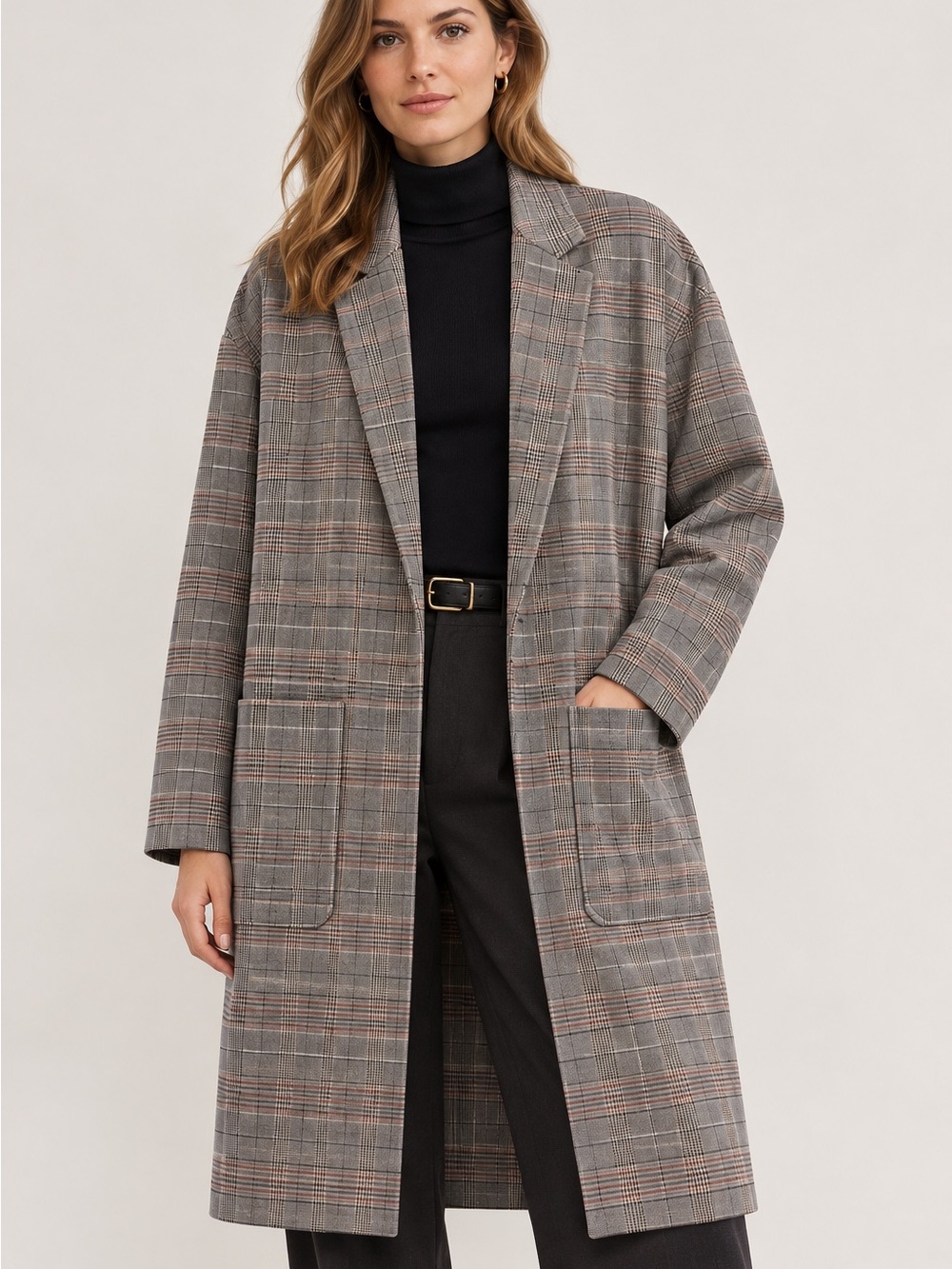 Oak + Fort Lightweight Fall Blazer Jacket Plaid Midi Menswear Preppy One Size